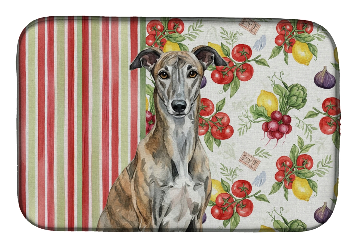 Picture of Carolines Treasures WDK8263DDM 21 x 14 in. Brindle Greyhound Vegetables Dish Drying Mat