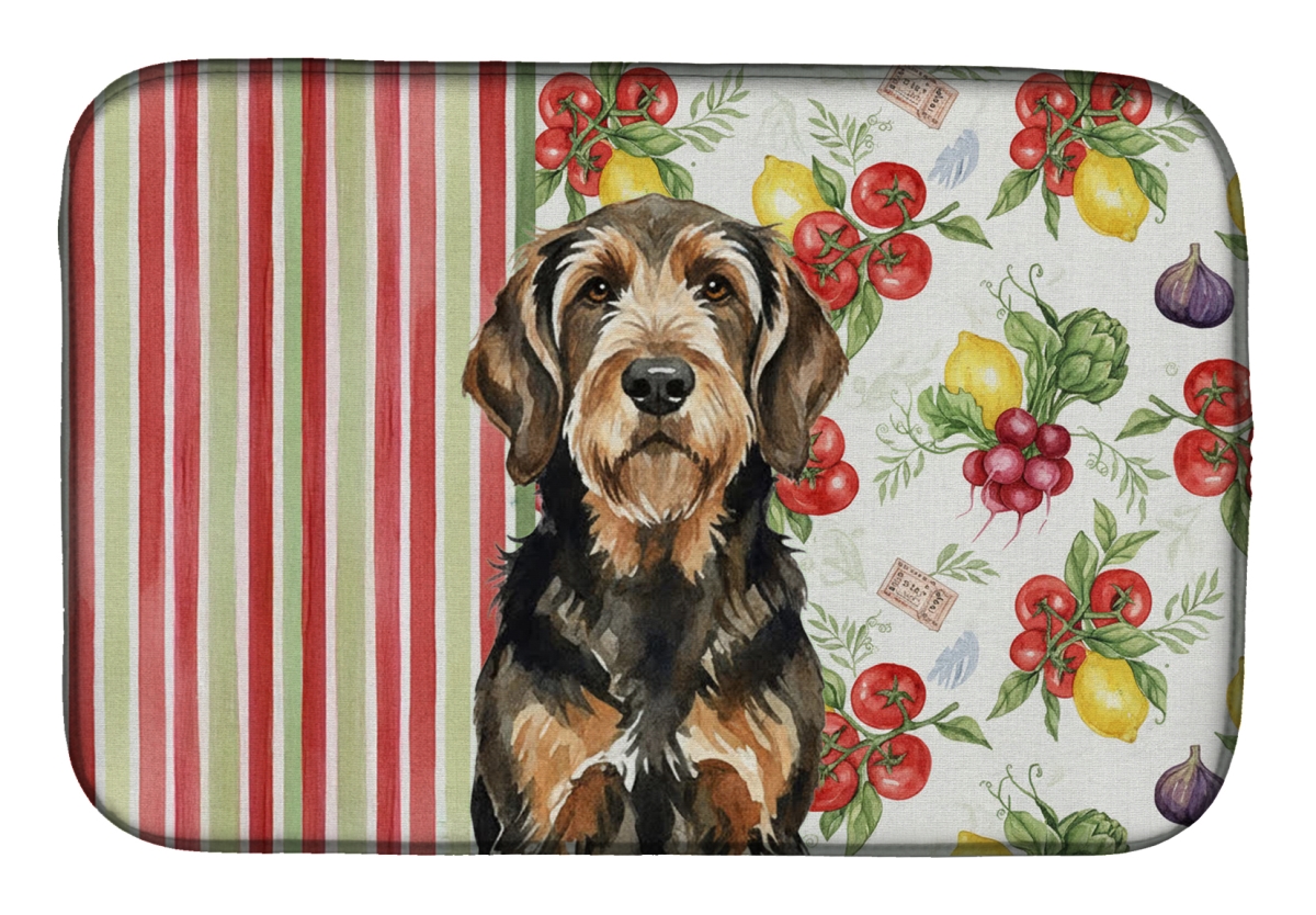 Picture of Carolines Treasures WDK8338DDM 21 x 14 in. Black & Tan Otterhound Vegetables Dish Drying Mat