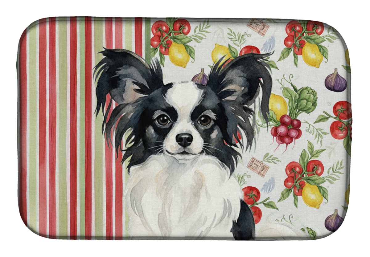 Picture of Carolines Treasures WDK8341DDM 21 x 14 in. Black & White Papillon Vegetables Dish Drying Mat