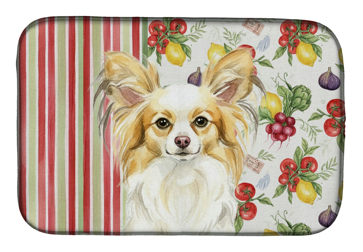 Picture of Carolines Treasures WDK8342DDM 21 x 14 in. Lemon & White Papillon Vegetables Dish Drying Mat