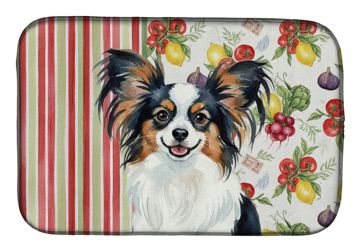 Picture of Carolines Treasures WDK8343DDM 21 x 14 in. Tricoilor Papillon Vegetables Dish Drying Mat