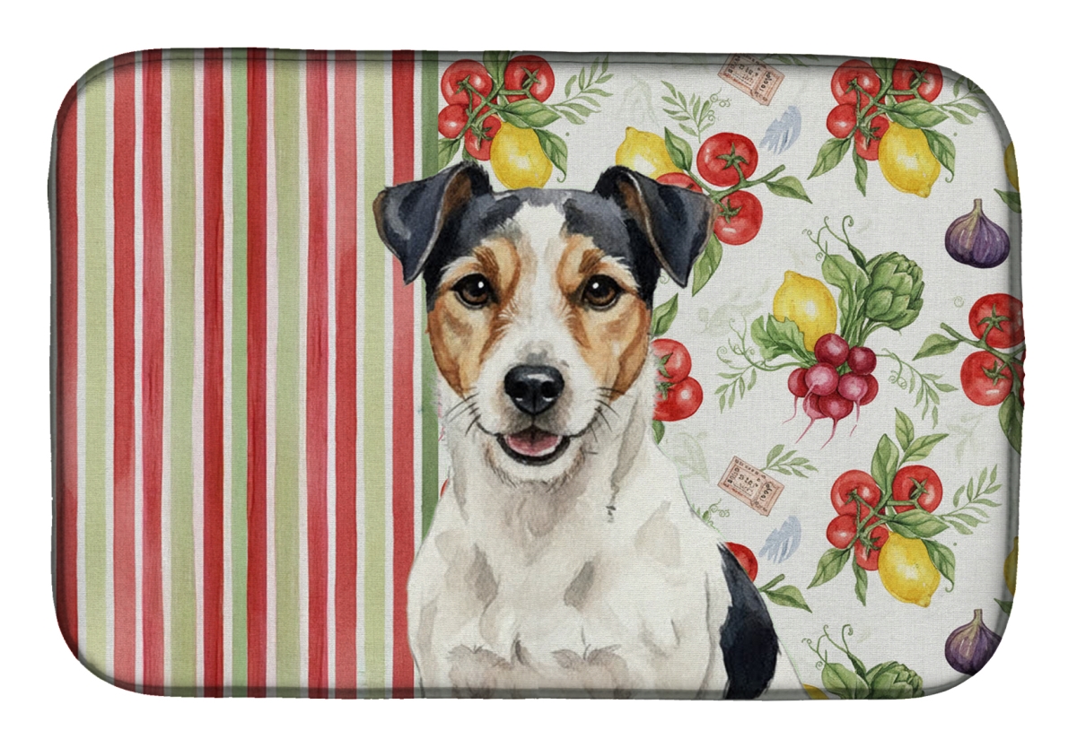 Picture of Carolines Treasures WDK8346DDM 21 x 14 in. Parson Russell Terrier Vegetables Dish Drying Mat