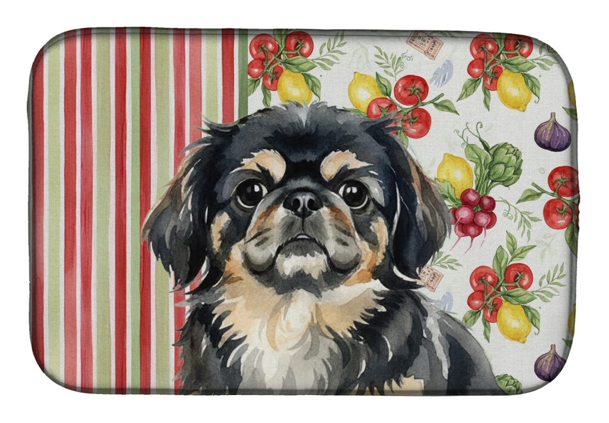 Picture of Carolines Treasures WDK8347DDM 21 x 14 in. Black & Tan Pekingese Vegetables Dish Drying Mat