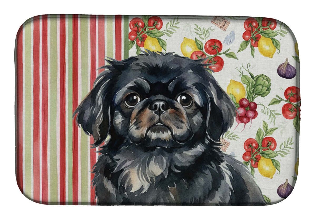 Picture of Carolines Treasures WDK8348DDM 21 x 14 in. Black Pekingese Vegetables Dish Drying Mat