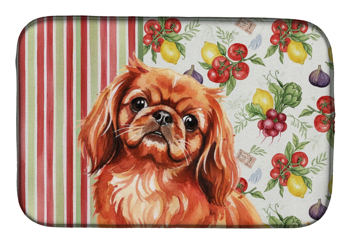 Picture of Carolines Treasures WDK8351DDM 21 x 14 in. Red Pekingese Vegetables Dish Drying Mat