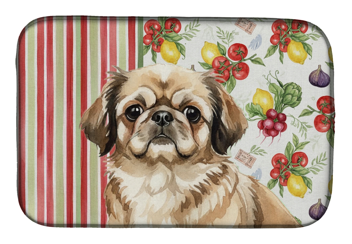Picture of Carolines Treasures WDK8352DDM 21 x 14 in. Sable Pekingese Vegetables Dish Drying Mat
