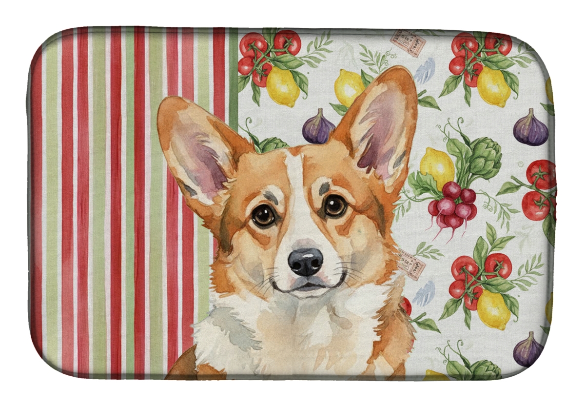 Picture of Carolines Treasures WDK8353DDM 21 x 14 in. Corgi Vegetables Dish Drying Mat