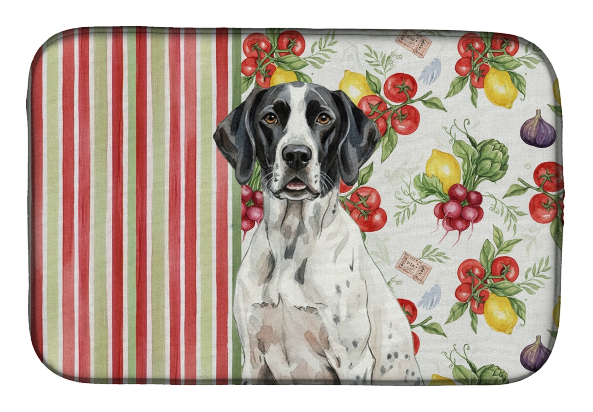 Picture of Carolines Treasures WDK8354DDM 21 x 14 in. Black & White Pointer Vegetables Dish Drying Mat