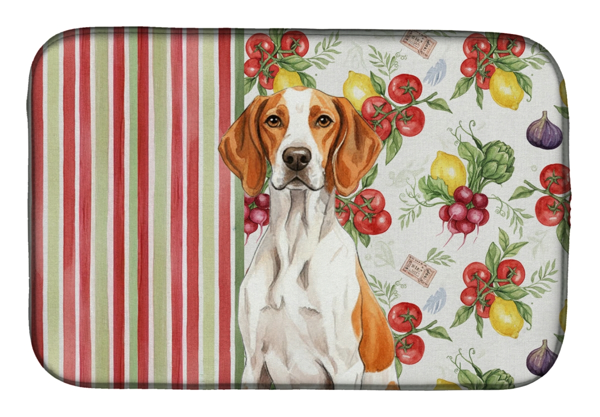 Picture of Carolines Treasures WDK8357DDM 21 x 14 in. Orange & White Pointer Vegetables Dish Drying Mat