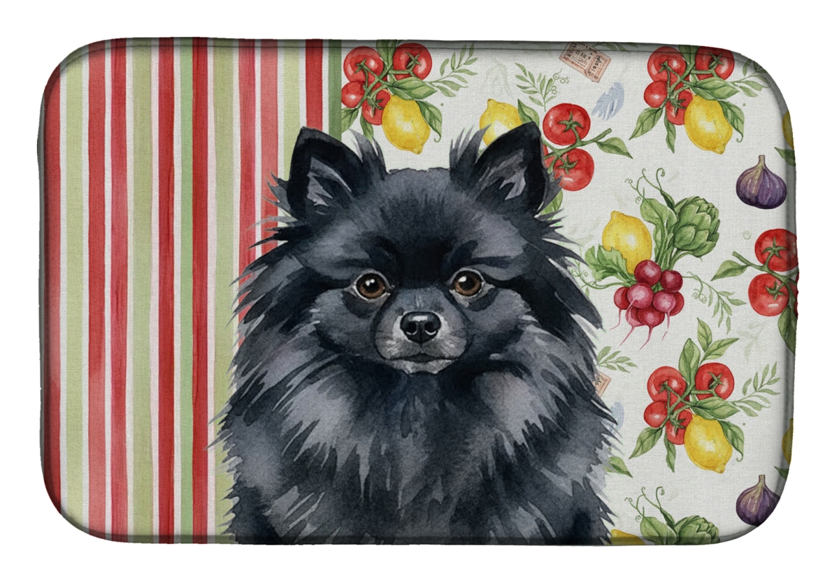 Picture of Carolines Treasures WDK8359DDM 21 x 14 in. Black Pomeranian Vegetables Dish Drying Mat