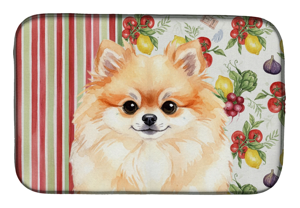 Picture of Carolines Treasures WDK8361DDM 21 x 14 in. Pomeranian Vegetables Dish Drying Mat