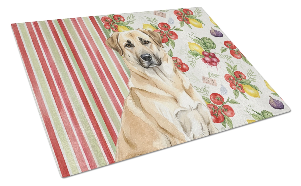 Picture of Carolines Treasures WDK8086LCB 11.25 x 15.25 in. Anatolian Shepherd Dog Vegetables Glass Cutting Board