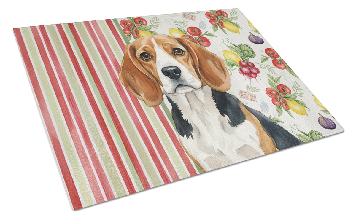 Picture of Carolines Treasures WDK8099LCB 11.25 x 15.25 in. Beagle Vegetables Glass Cutting Board