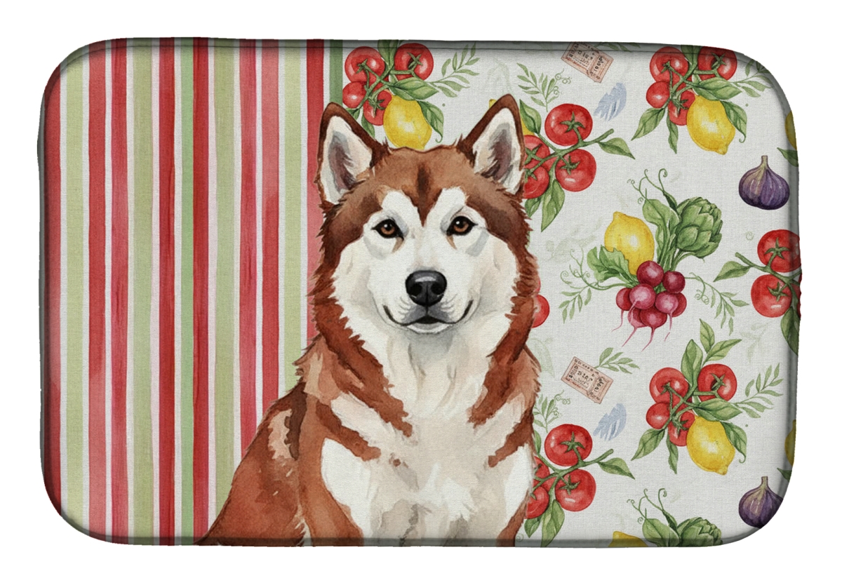 Picture of Carolines Treasures WDK8075DDM 21 x 14 in. Red & White Alaskan Malamute Vegetables Dish Drying Mat