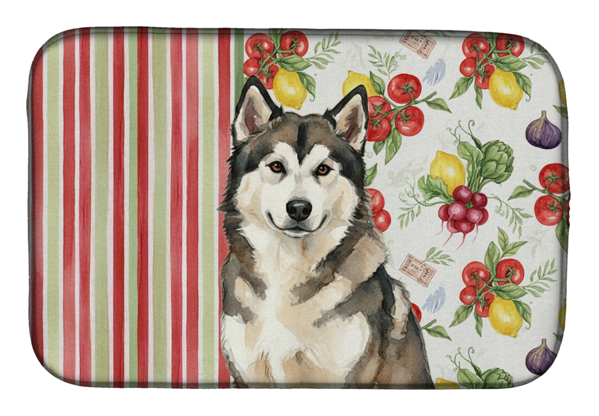 Picture of Carolines Treasures WDK8076DDM 21 x 14 in. Sable & White Alaskan Malamute Vegetables Dish Drying Mat