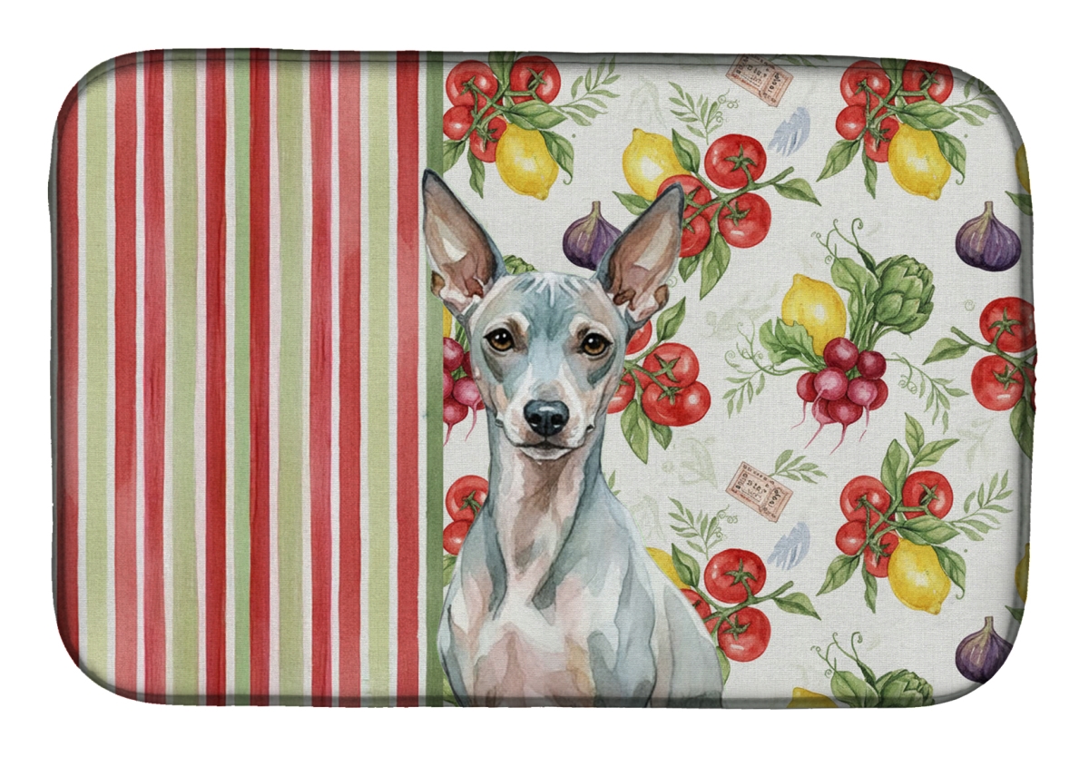 Picture of Carolines Treasures WDK8078DDM 21 x 14 in. American Hairless Terrier Vegetables Dish Drying Mat