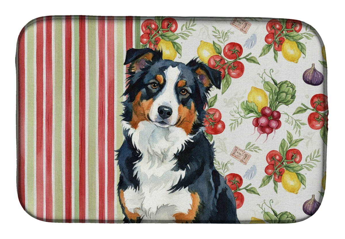 Picture of Carolines Treasures WDK8079DDM 21 x 14 in. Black Tri American Shepherd Vegetables Dish Drying Mat