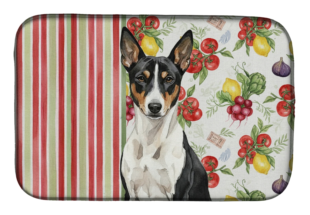 Picture of Carolines Treasures WDK8092DDM 21 x 14 in. Black & White Basenji Vegetables Dish Drying Mat