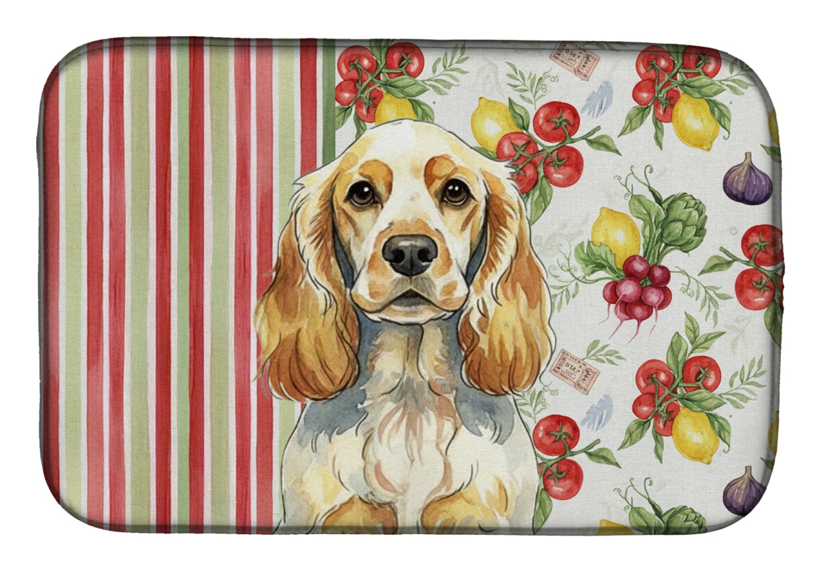 Picture of Carolines Treasures WDK8219DDM 21 x 14 in. Lemon Roan English Cocker Spaniel Vegetables Dish Drying Mat