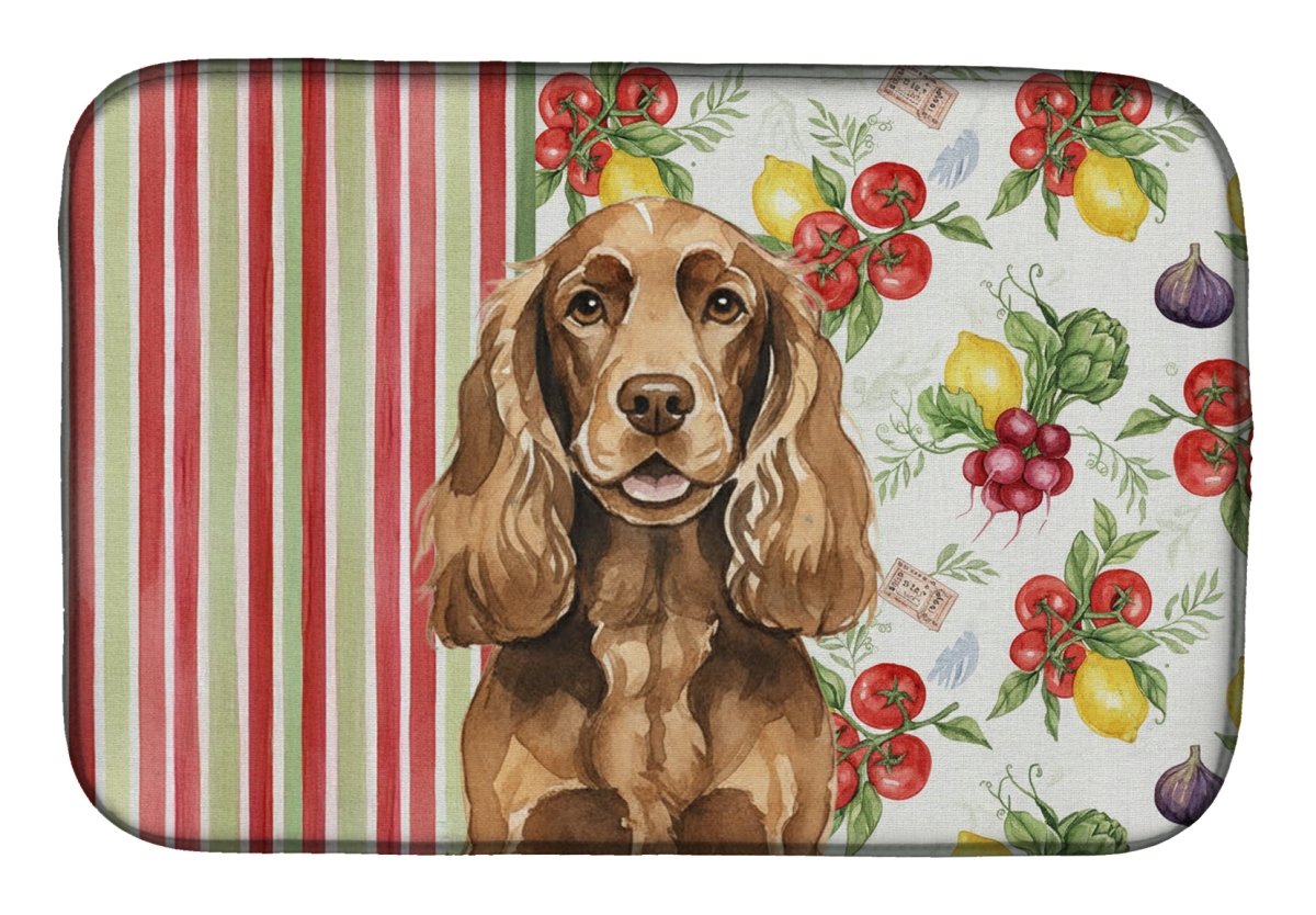 Picture of Carolines Treasures WDK8220DDM 21 x 14 in. Liver English Cocker Spaniel Vegetables Dish Drying Mat