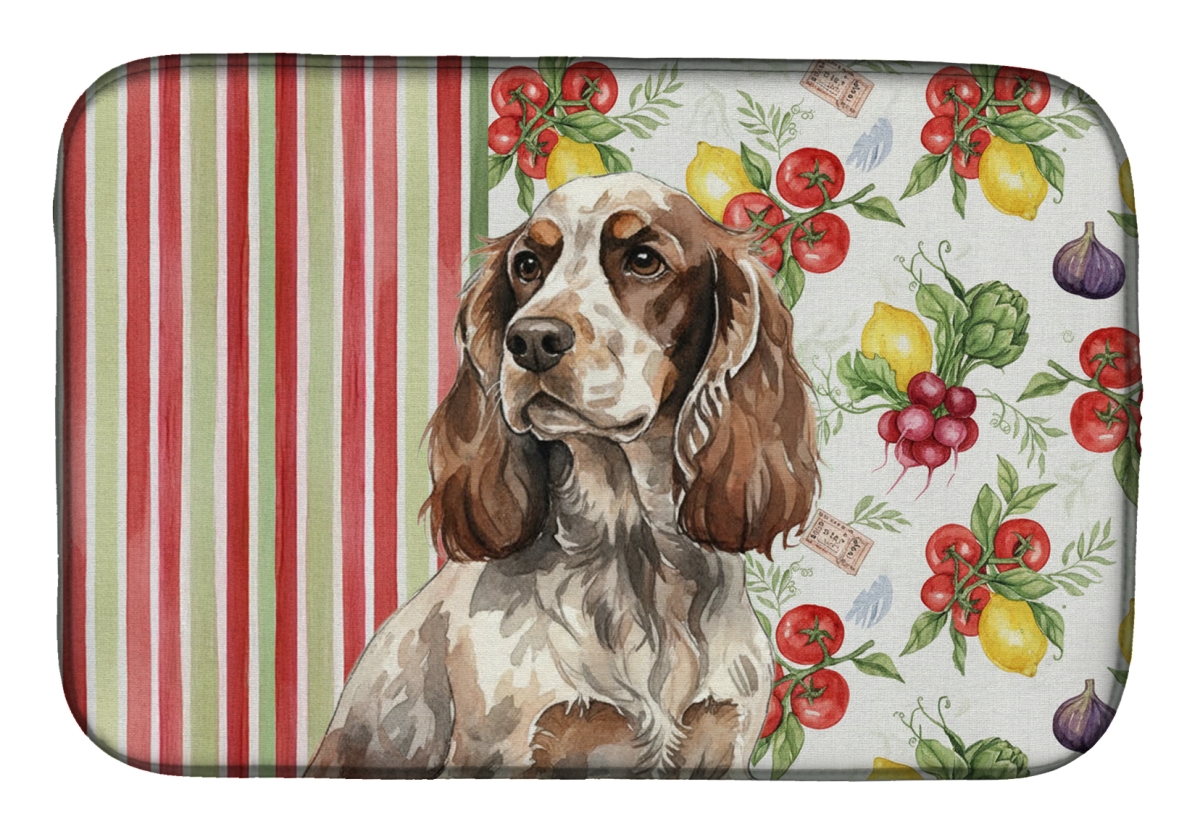 Picture of Carolines Treasures WDK8221DDM 21 x 14 in. Liver Roan English Cocker Spaniel Vegetables Dish Drying Mat