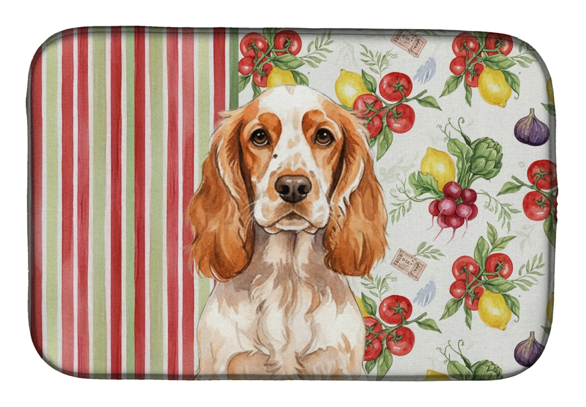 Picture of Carolines Treasures WDK8222DDM 21 x 14 in. Orange Roan English Cocker Spaniel Vegetables Dish Drying Mat