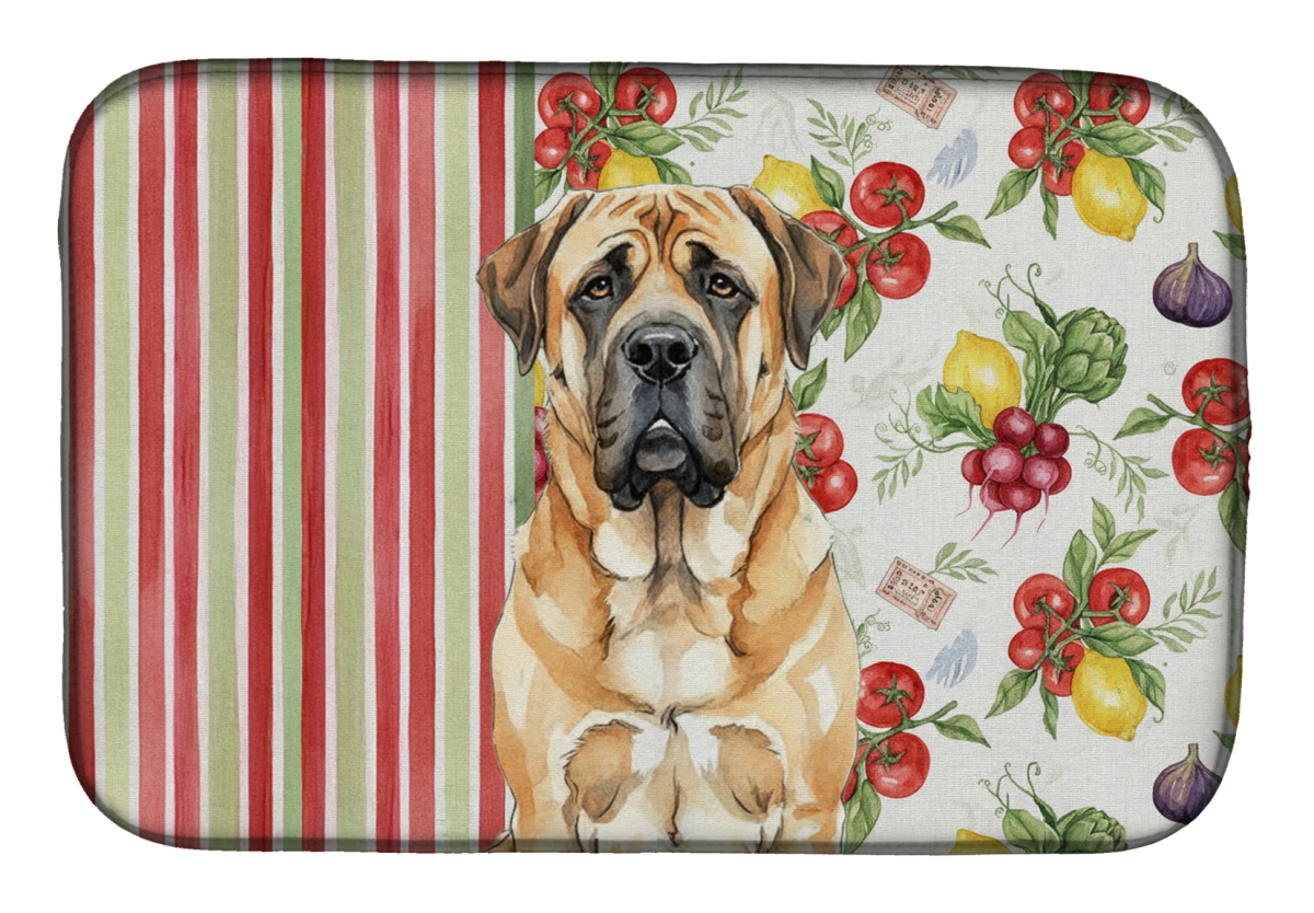 Picture of Carolines Treasures WDK8224DDM 21 x 14 in. Apricot English Mastiff Vegetables Dish Drying Mat