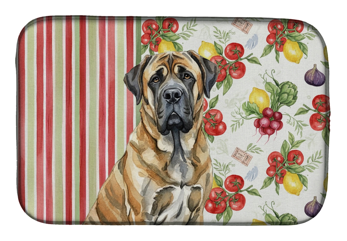 Picture of Carolines Treasures WDK8225DDM 21 x 14 in. Brindle English Mastiff Vegetables Dish Drying Mat