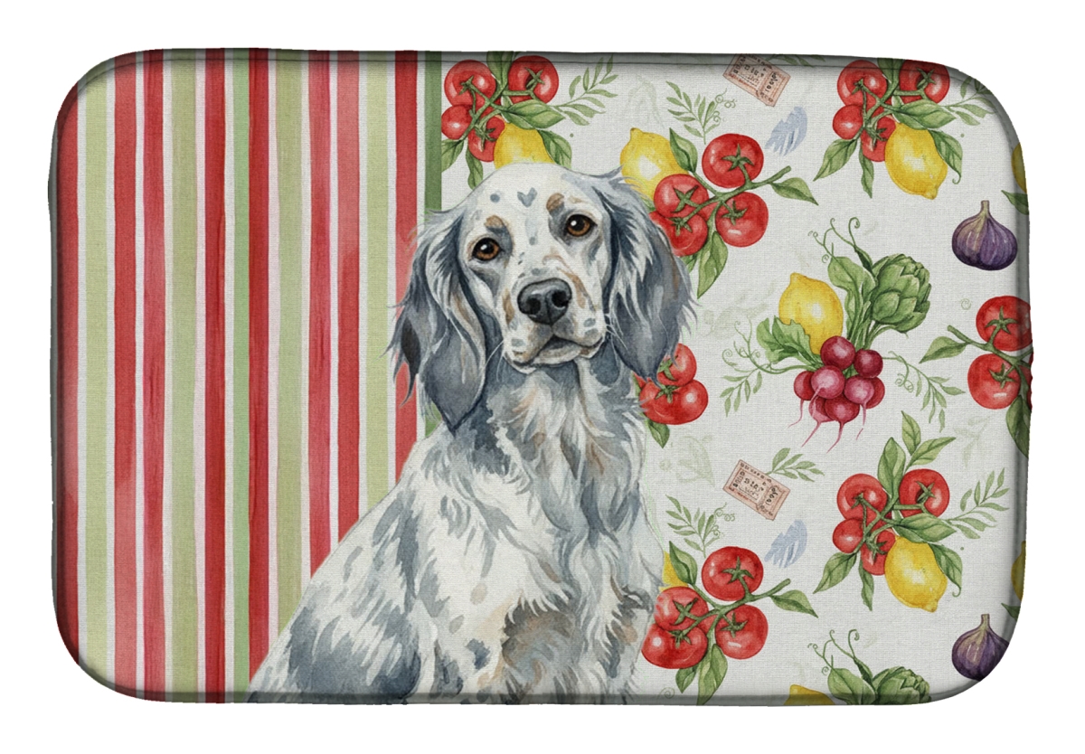 Picture of Carolines Treasures WDK8227DDM 21 x 14 in. Blue Belton English Setter Vegetables Dish Drying Mat