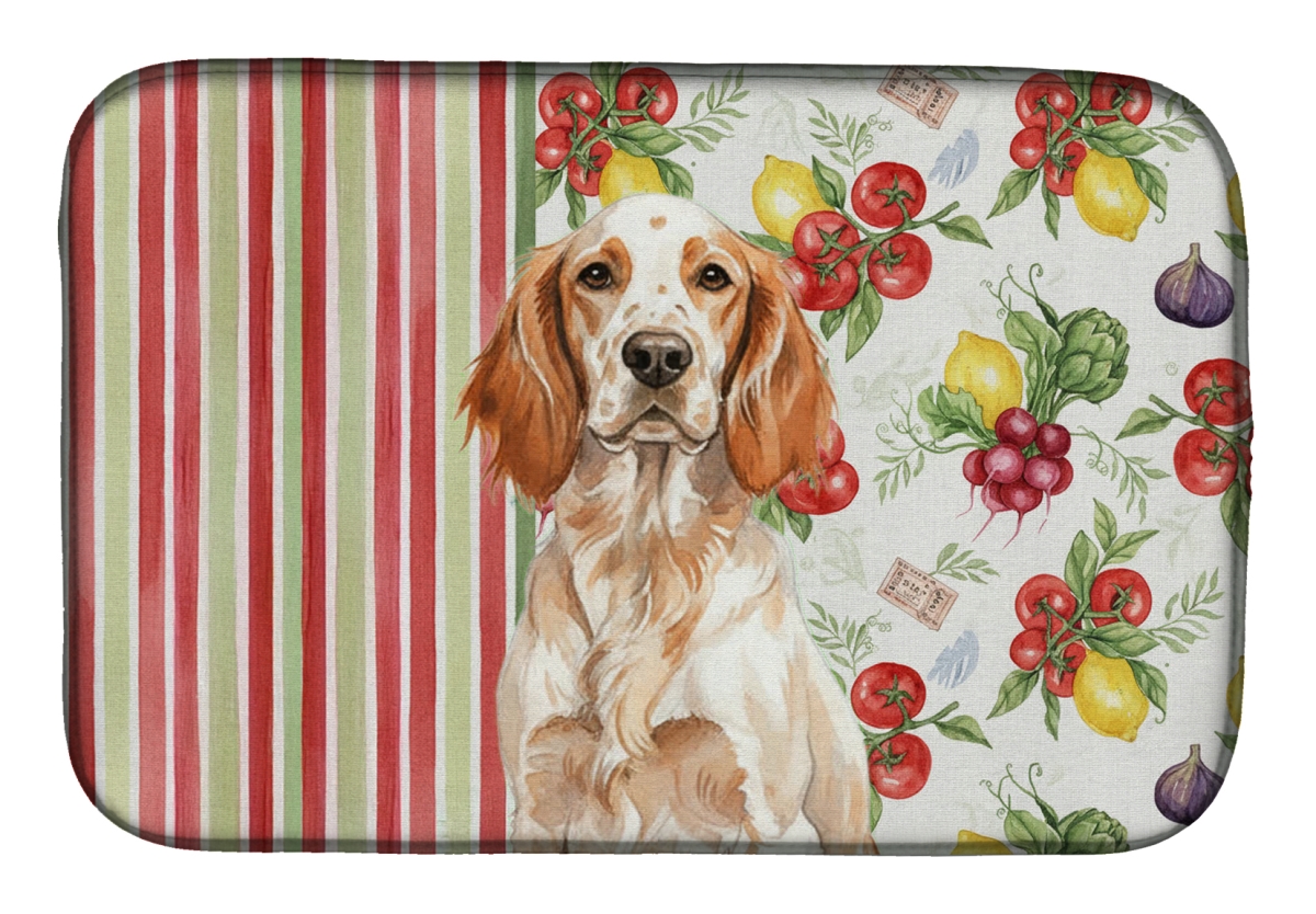 Picture of Carolines Treasures WDK8230DDM 21 x 14 in. Orange Belton English Setter Vegetables Dish Drying Mat