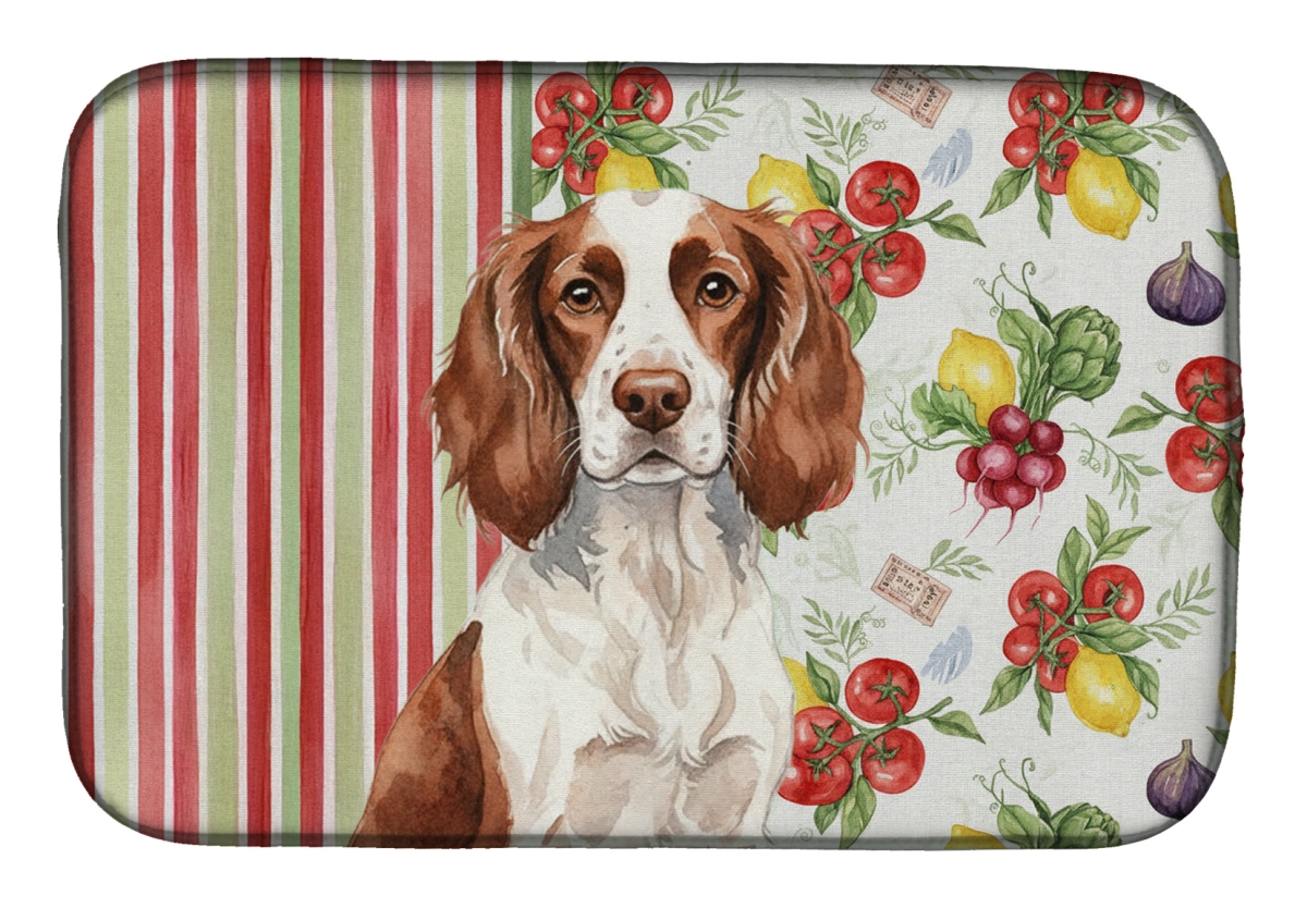 Picture of Carolines Treasures WDK8233DDM 21 x 14 in. Liver & White English Springer Spaniel Vegetables Dish Drying Mat