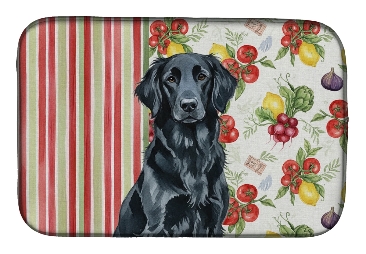 Picture of Carolines Treasures WDK8238DDM 21 x 14 in. Black Flat-Coated Retriever Vegetables Dish Drying Mat