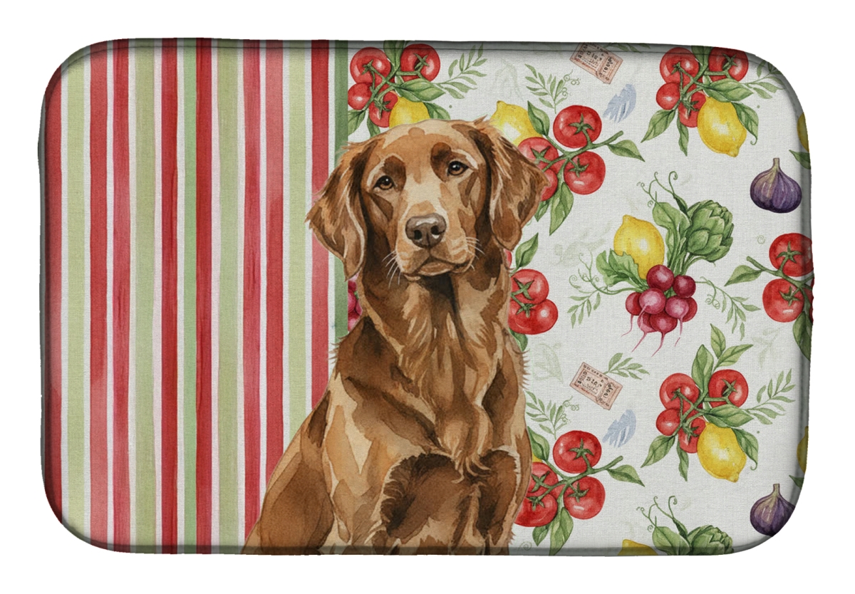 Picture of Carolines Treasures WDK8239DDM 21 x 14 in. Liver Flat-Coated Retriever Vegetables Dish Drying Mat
