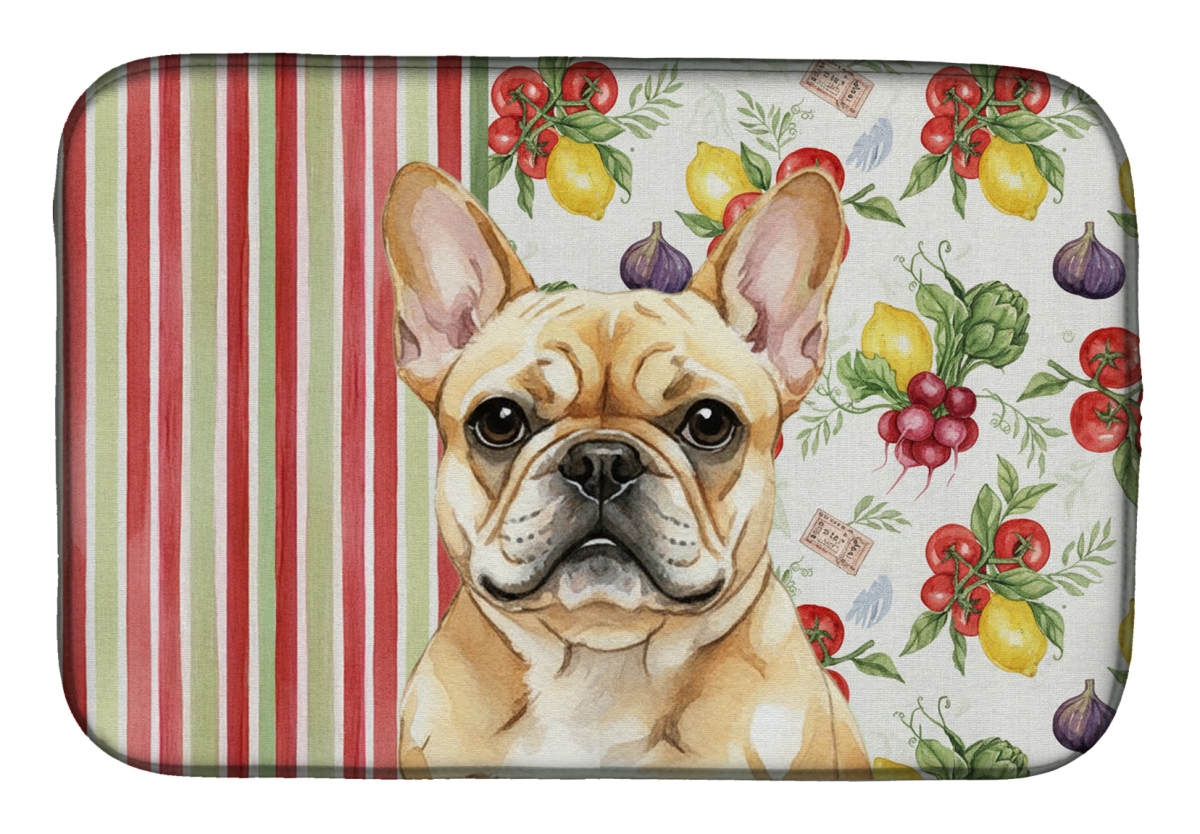 Picture of Carolines Treasures WDK8240DDM 21 x 14 in. Fawn French Bulldog Vegetables Dish Drying Mat