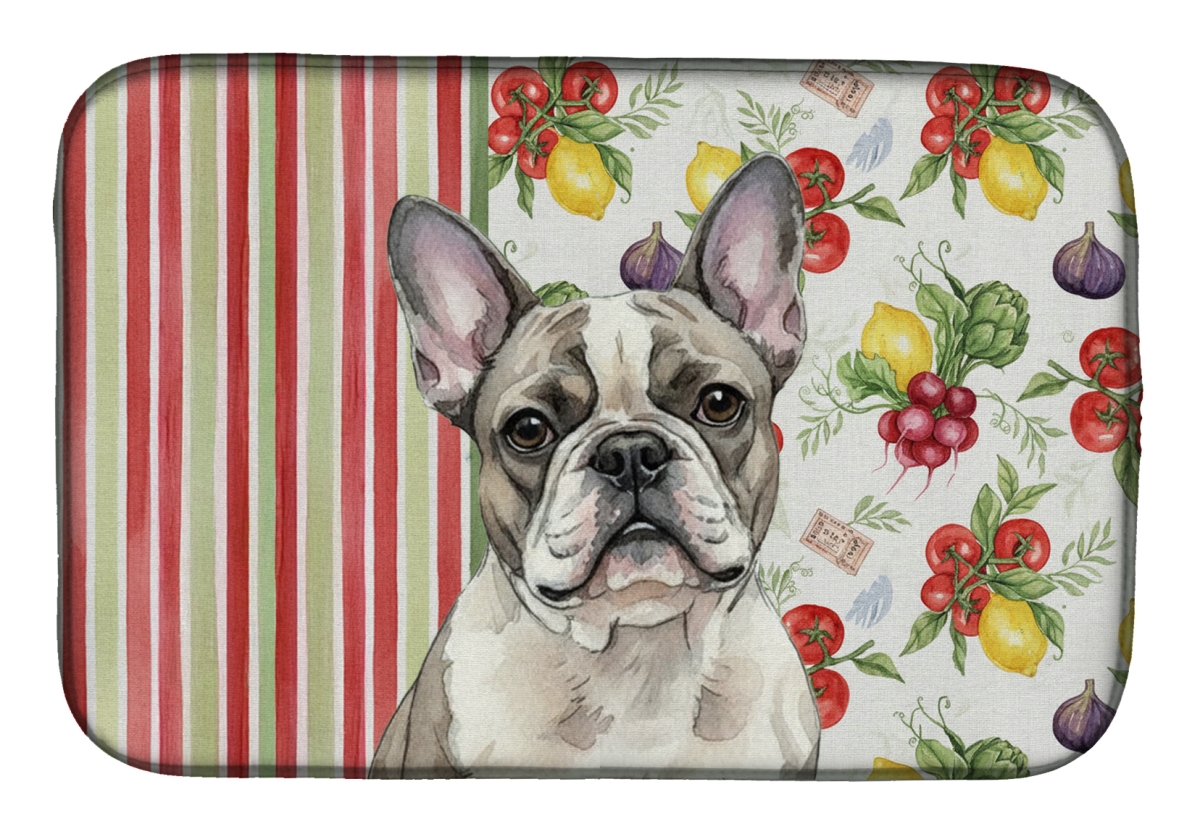 Picture of Carolines Treasures WDK8241DDM 21 x 14 in. Pied French Bulldog Vegetables Dish Drying Mat