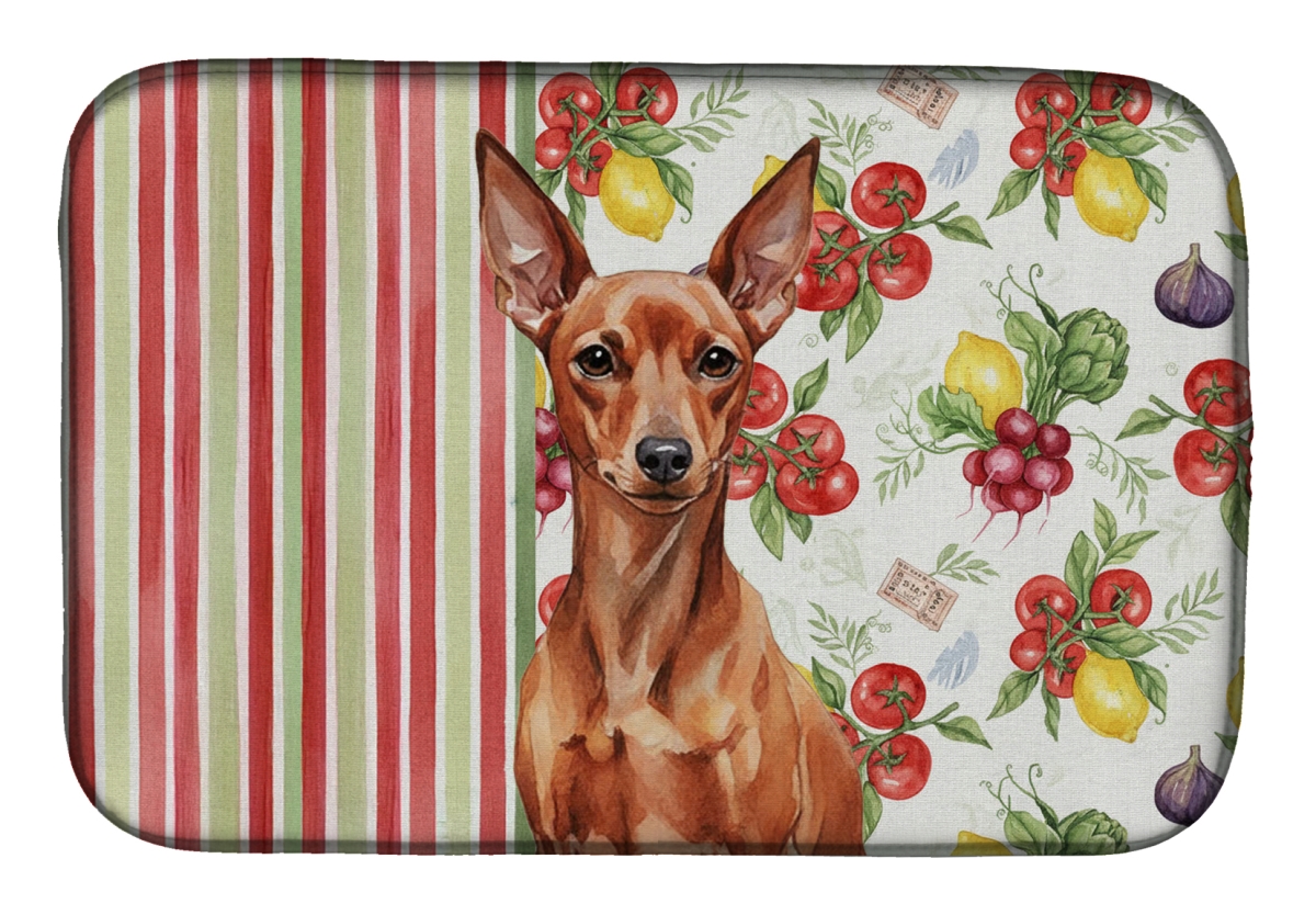Picture of Carolines Treasures WDK8316DDM 21 x 14 in. Red Miniature Pinscher Min Pin Vegetables Dish Drying Mat