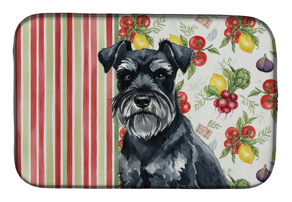 Picture of Carolines Treasures WDK8318DDM 21 x 14 in. Black Miniature Schnauzer Vegetables Dish Drying Mat