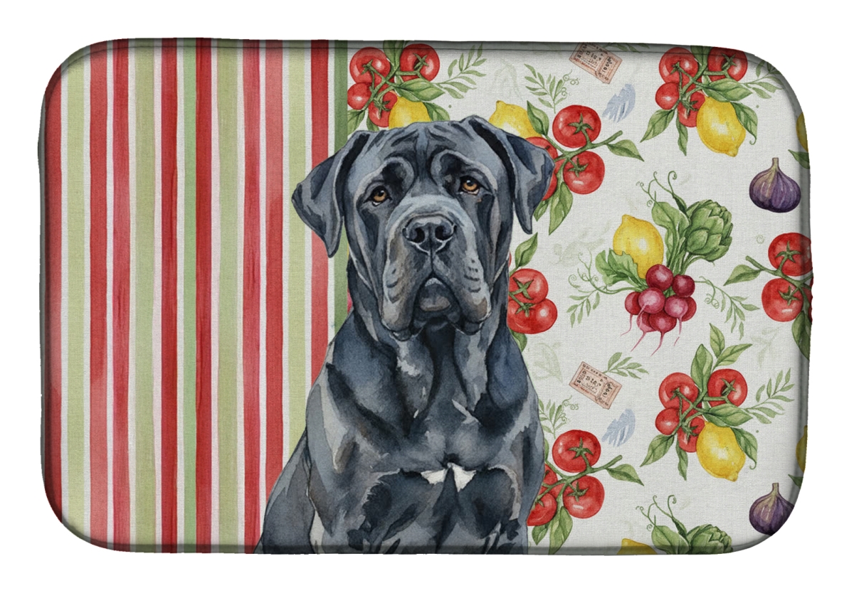 Picture of Carolines Treasures WDK8321DDM 21 x 14 in. Black Neapolitan Mastiff Vegetables Dish Drying Mat