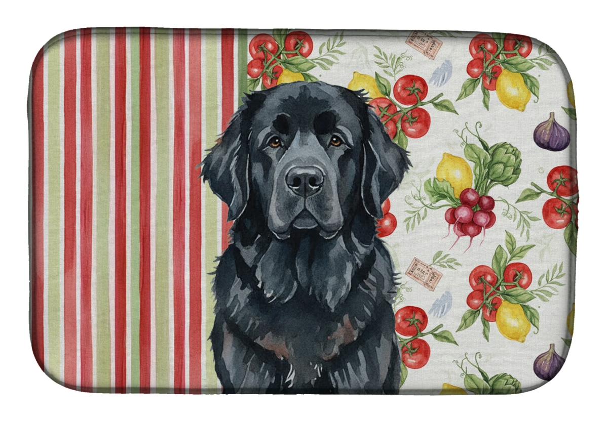 Picture of Carolines Treasures WDK8324DDM 21 x 14 in. Black  foundland Vegetables Dish Drying Mat