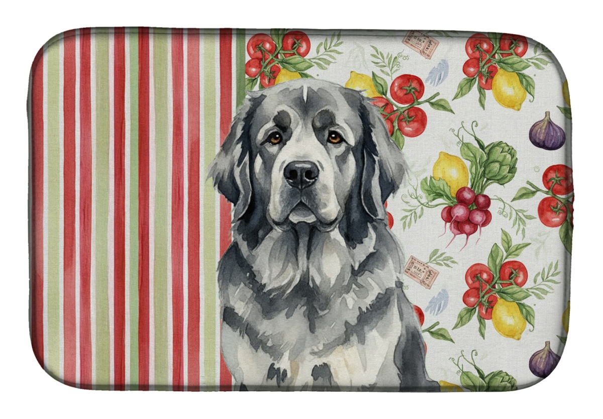 Picture of Carolines Treasures WDK8326DDM 21 x 14 in. Gray  foundland Vegetables Dish Drying Mat