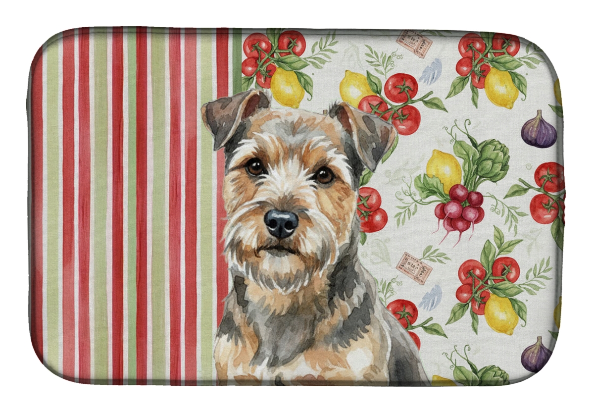 Picture of Carolines Treasures WDK8329DDM 21 x 14 in. Grizzle & Tan Norfolk Terrier Vegetables Dish Drying Mat