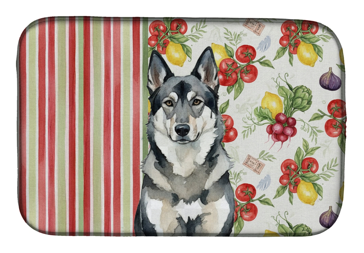 Picture of Carolines Treasures WDK8332DDM 21 x 14 in. Norwegian Elkhound Vegetables Dish Drying Mat