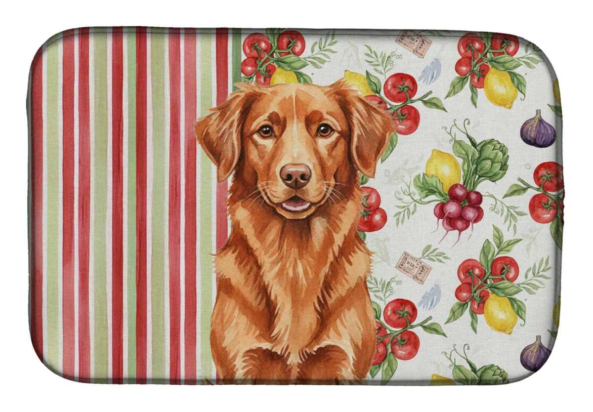 Picture of Carolines Treasures WDK8334DDM 21 x 14 in. Copper Nova Scotia Duck Tolling Retriever Vegetables Dish Drying Mat