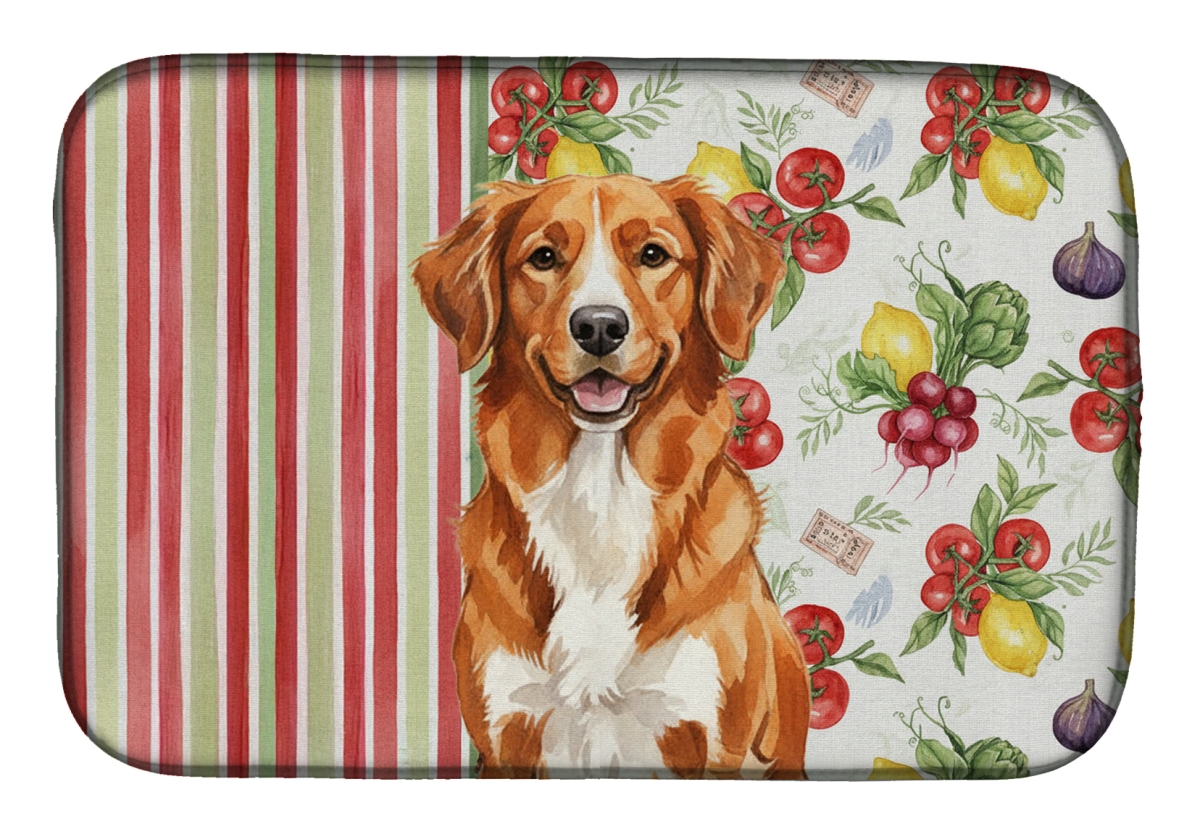 Picture of Carolines Treasures WDK8335DDM 21 x 14 in. Orange Nova Scotia Duck Tolling Retriever Vegetables Dish Drying Mat