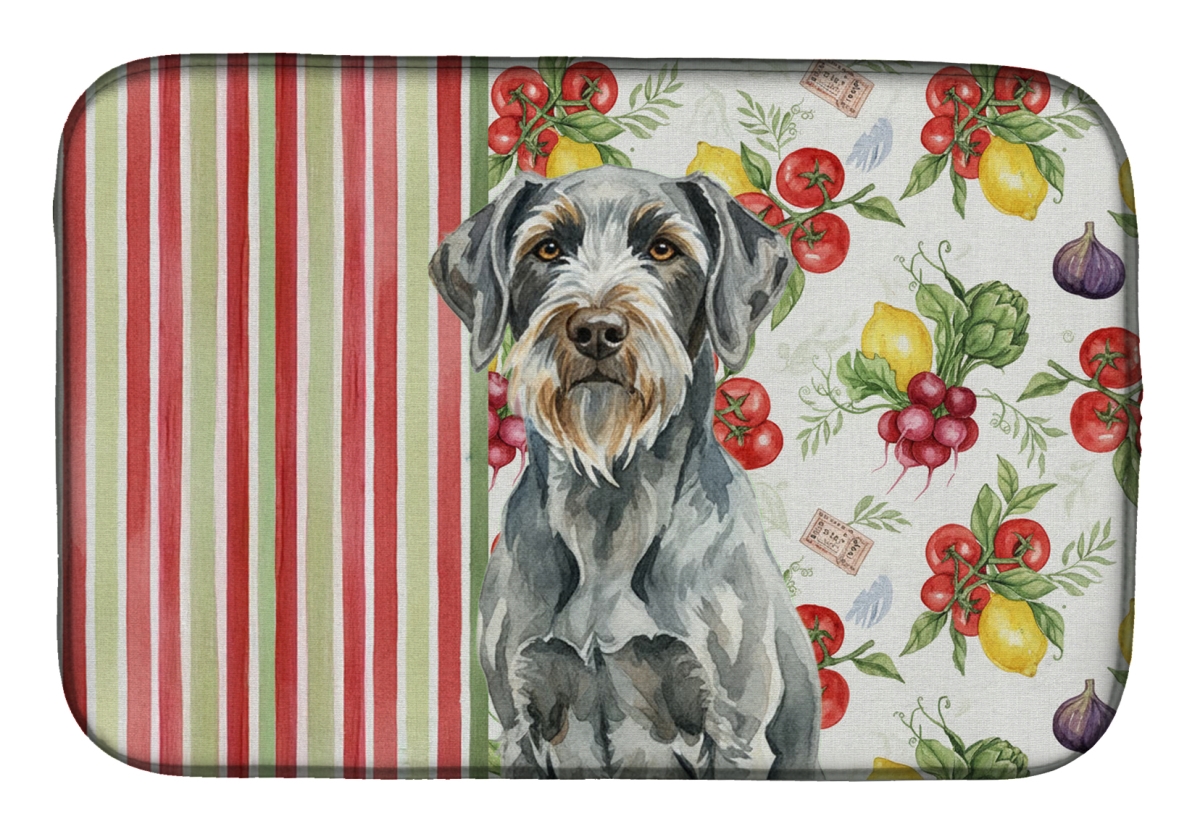 Picture of Carolines Treasures WDK8460DDM 21 x 14 in. Steel Gray Wirehaired Pointing Griffon Vegetables Dish Drying Mat