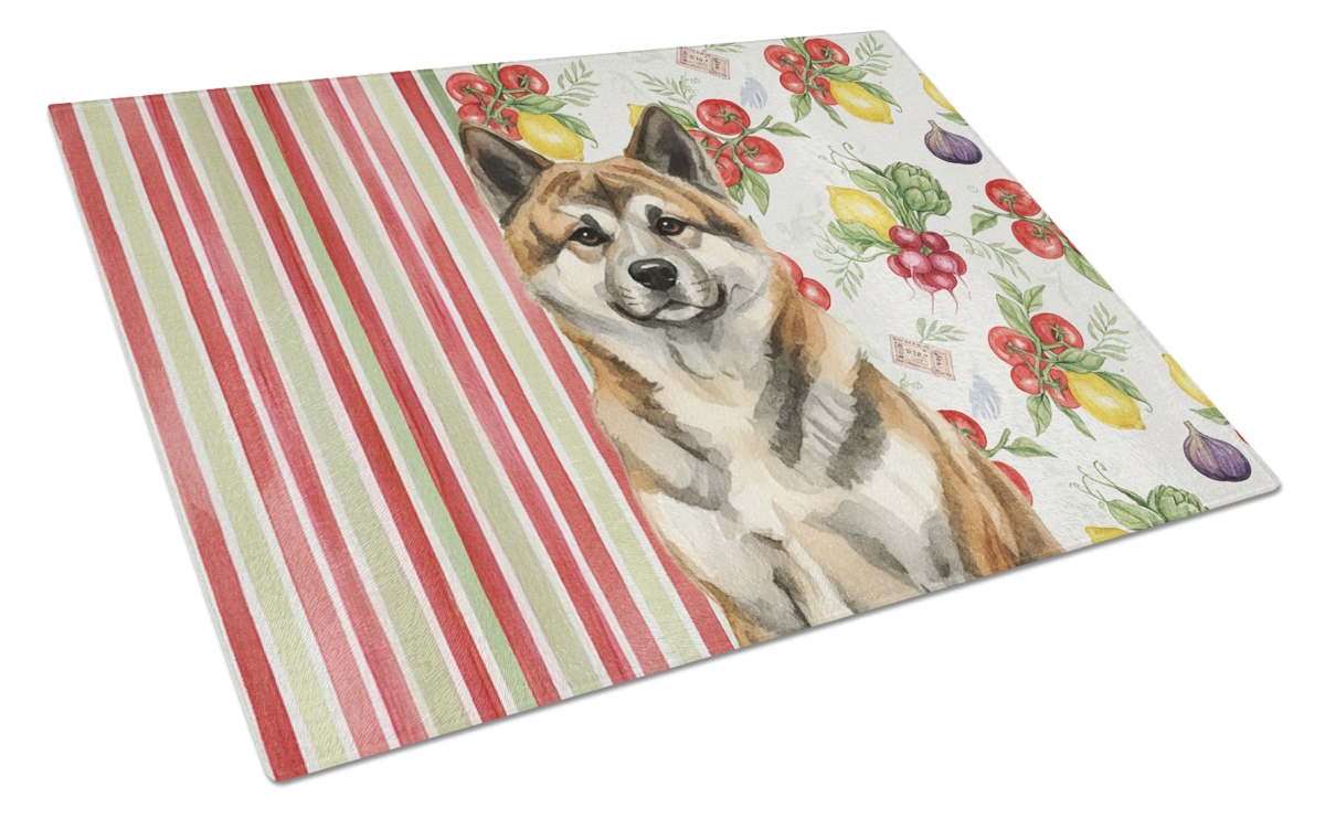 Picture of Carolines Treasures WDK8069LCB 11.25 x 15.25 in. Brindle Akita Vegetables Glass Cutting Board