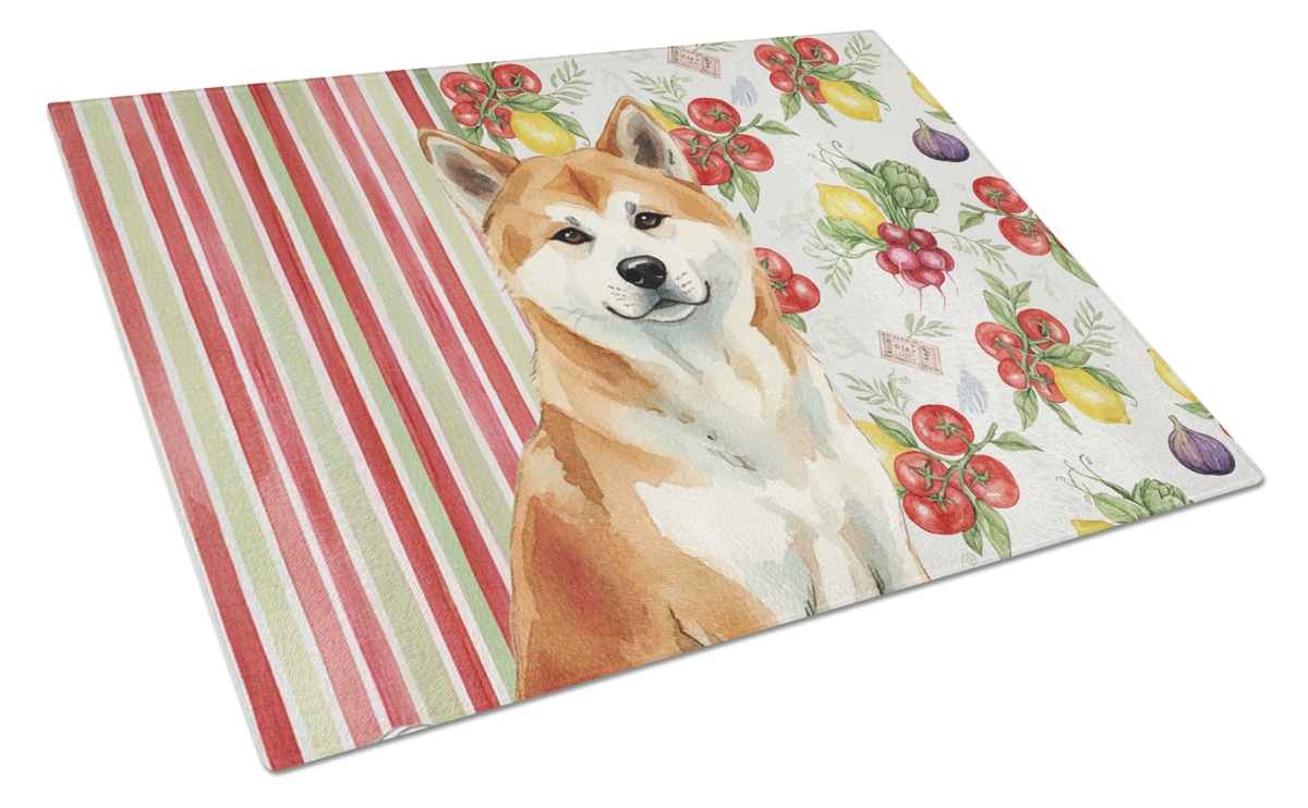 Picture of Carolines Treasures WDK8070LCB 11.25 x 15.25 in. Red Akita Vegetables Glass Cutting Board
