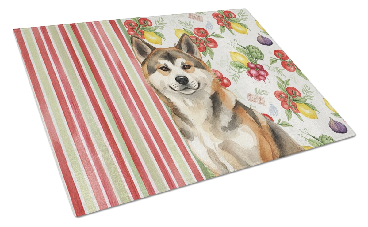 Picture of Carolines Treasures WDK8071LCB 11.25 x 15.25 in. Sesame Akita Vegetables Glass Cutting Board