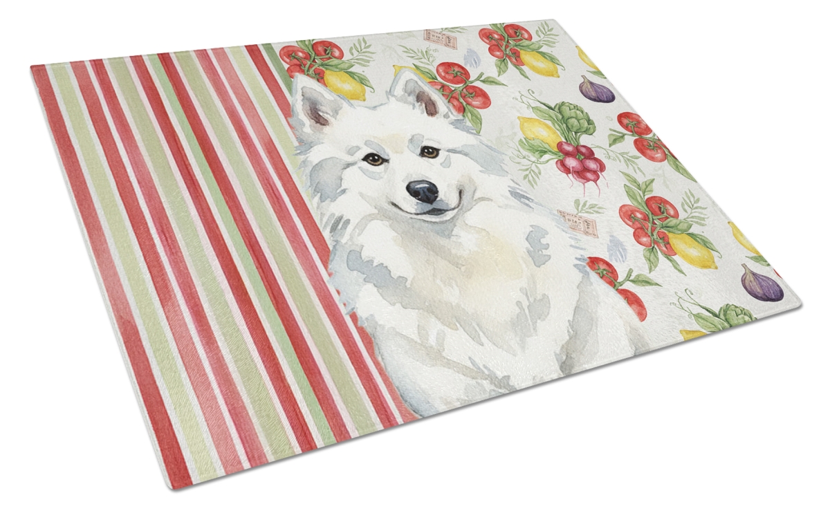 Picture of Carolines Treasures WDK8077LCB 11.25 x 15.25 in. American Eskimo Vegetables Glass Cutting Board