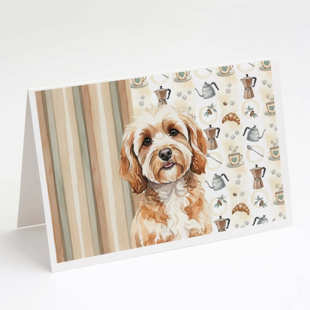 WDK7366GCA7P 5 x 7 in. Cavapoo Coffee Bar Greeting Cards, Pack of 8